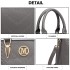 LG6865 - Miss Lulu Schultertasche in Leder-Optik mit Flechteffekt - Grau