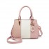LG6866 - Miss Lulu Handtasche mit Schleifenanhänger und Farbblock in Lederoptik - Rosa