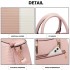 LG6866 - Miss Lulu Handtasche mit Schleifenanhänger und Farbblock in Lederoptik - Rosa