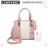 LG6866 - Miss Lulu Handtasche mit Schleifenanhänger und Farbblock in Lederoptik - Rosa