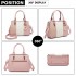 LG6866 - Miss Lulu Handtasche mit Schleifenanhänger und Farbblock in Lederoptik - Rosa