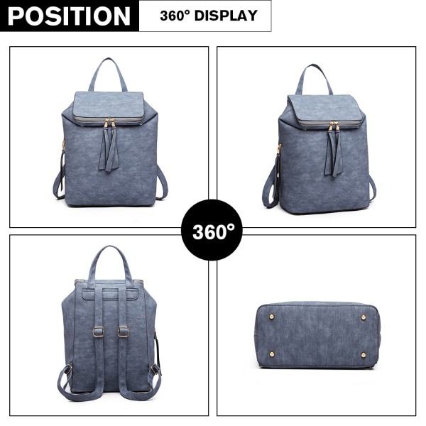 LG6903 - Miss Lulu Expandable Fashion Backpack - Blue LG6903 - Miss Lulu Expandable Fashion Backpack - Blue