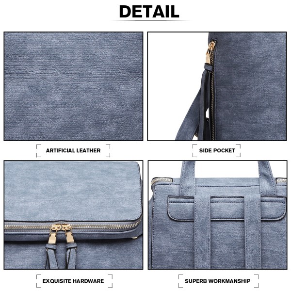 LG6903 - Miss Lulu Expandable Fashion Backpack - Blue LG6903 - Miss Lulu Expandable Fashion Backpack - Blue