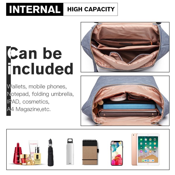 LG6903 - Miss Lulu Expandable Fashion Backpack - Blue LG6903 - Miss Lulu Expandable Fashion Backpack - Blue