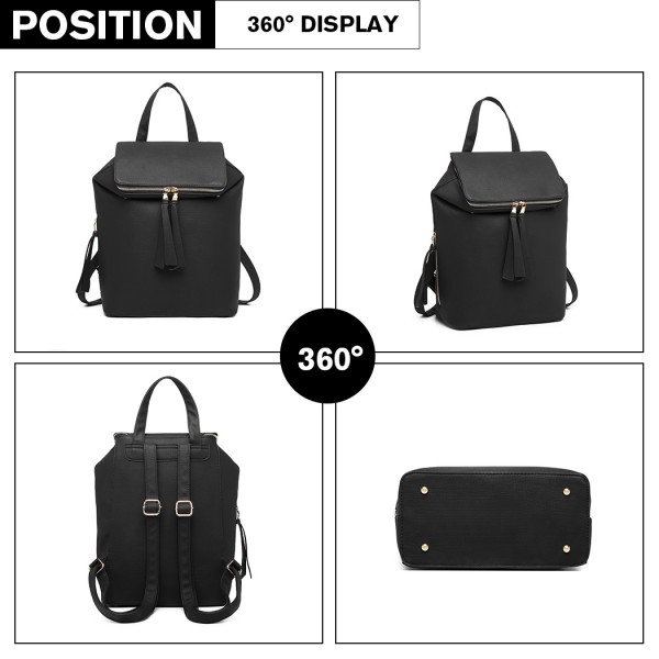 LG6903 - Miss Lulu Expandable Fashion Backpack - Black