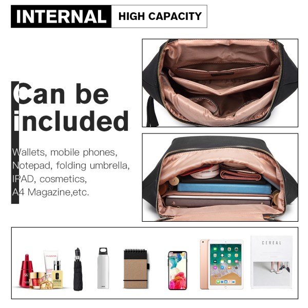 LG6903 - Miss Lulu Expandable Fashion Backpack - Black