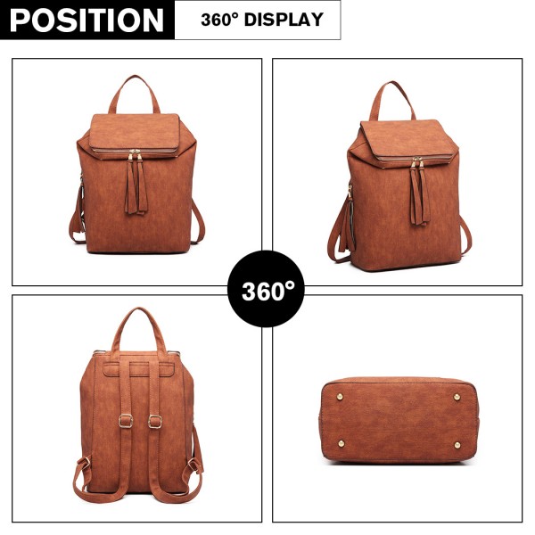 LG6903 - Miss Lulu Expandable Fashion Backpack - Brown