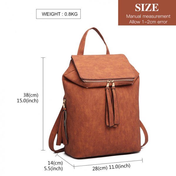 LG6903 - Miss Lulu Expandable Fashion Backpack - Brown