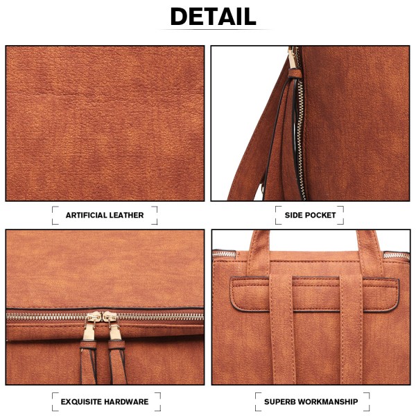 LG6903 - Miss Lulu Expandable Fashion Backpack - Brown