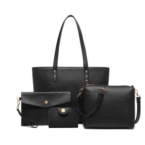 LG6931 - Miss Lulu 4-teiliges Handtaschenset - Schwarz LG6931 - Miss Lulu 4-teiliges Handtaschenset - Schwarz