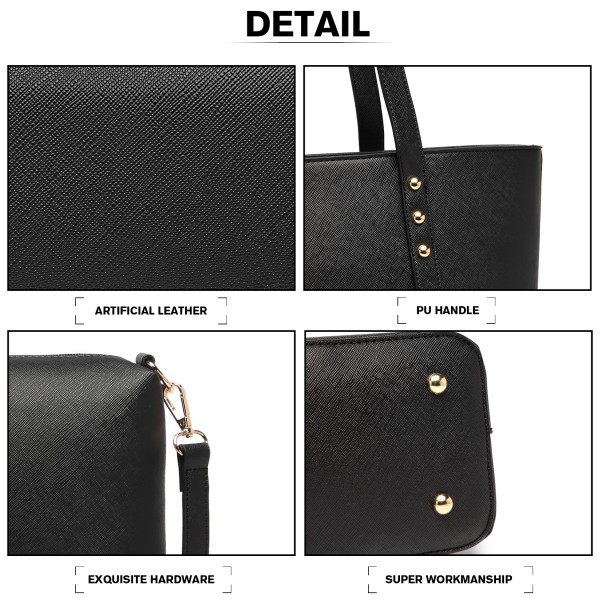 LG6931 - Miss Lulu 4-teiliges Handtaschenset - Schwarz LG6931 - Miss Lulu 4-teiliges Handtaschenset - Schwarz