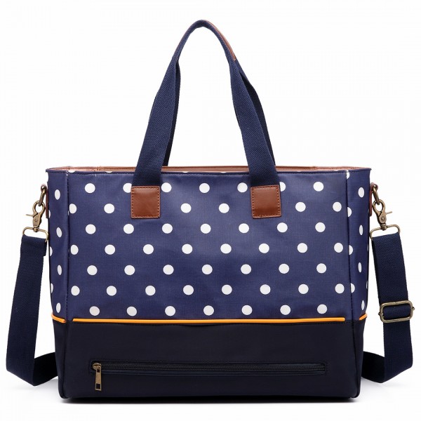 LH1655D2 - Miss Lulu Matte Oilcloth Maternity Baby Changing Bag Polka Dot Blue LH1655D2 - Miss Lulu Matte Oilcloth Maternity Baby Changing Bag Polka Dot Blue