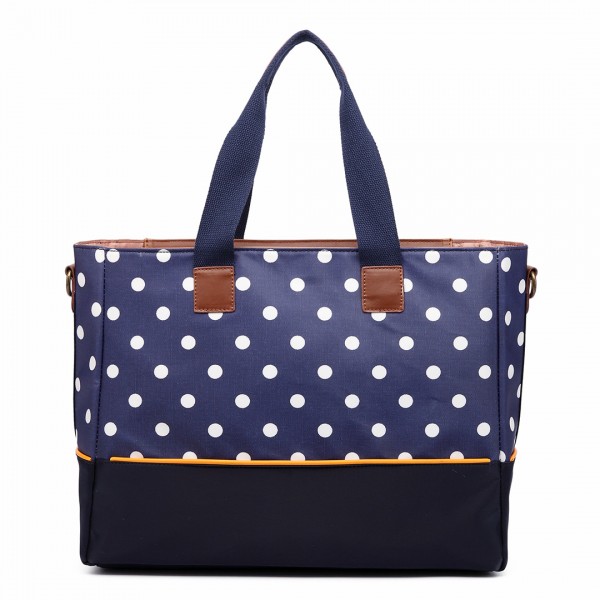LH1655D2 - Miss Lulu Matte Oilcloth Maternity Baby Changing Bag Polka Dot Blue LH1655D2 - Miss Lulu Matte Oilcloth Maternity Baby Changing Bag Polka Dot Blue