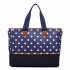 LH1655D2 - Miss Lulu Matte Oilcloth Maternity Baby Changing Bag Polka Dot Blue LH1655D2 - Miss Lulu Matte Oilcloth Maternity Baby Changing Bag Polka Dot Blue