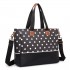 LH1655D2 - Miss Lulu Matte Oilcloth Maternity Baby Changing Bag Polka Dot Black LH1655D2 - Miss Lulu Matte Oilcloth Maternity Baby Changing Bag Polka Dot Black