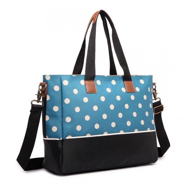 LH1655D2 - Miss Lulu Matte Oilcloth Maternity Baby Changing Bag Polka Dot Teal LH1655D2 - Miss Lulu Matte Oilcloth Maternity Baby Changing Bag Polka Dot Teal