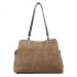 LH1724 - Miss Lulu Suede and Leather Shoulder Bag Khaki
