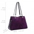 LH1724 - Miss Lulu Suede and Leather Shoulder Bag Purple