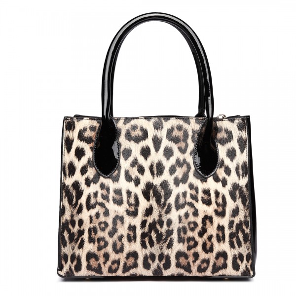 LH1759P-MISS LULU PU LEATHER POMPOM LEOPARD Pattern Handbags 