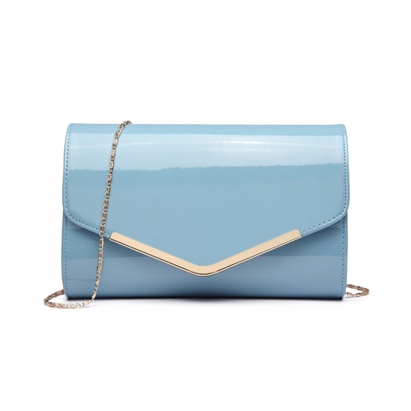 LH1809-Miss Lulu Patent leather Envelope Clutch Bag Blue