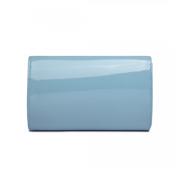 LH1809-Miss Lulu Patent leather Envelope Clutch Bag Blue
