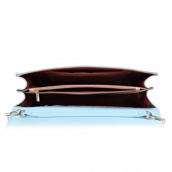 LH1809-Miss Lulu Patent leather Envelope Clutch Bag Blue