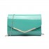 LH1809-Miss Lulu Patent leather Envelope Clutch Bag Green