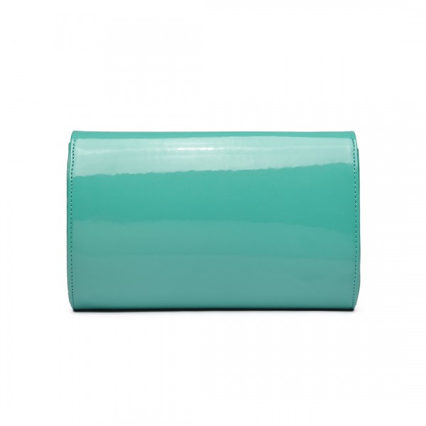 LH1809-Miss Lulu Patent leather Envelope Clutch Bag Green