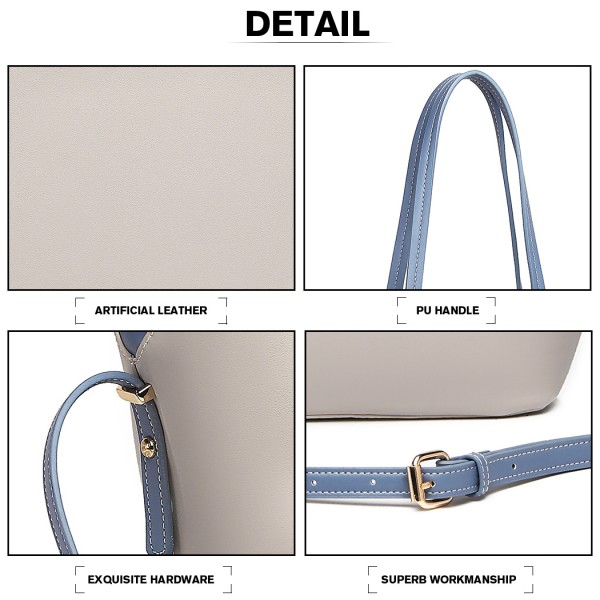 LH1908 - MISS LULU 2 PIECE MULTI-WAY SHOULDER TOTE BAG - GREY LH1908 - MISS LULU 2 PIECE MULTI-WAY SHOULDER TOTE BAG - GREY