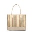 LH2009 - Miss Lulu Leather Look Woven Design Tote Bag - Beige