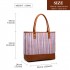 LH2009 - Miss Lulu Leather Look Woven Design Tote Bag - Brown