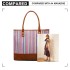 LH2009 - Miss Lulu Leather Look Woven Design Tote Bag - Brown