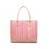 LH2009 - Miss Lulu Leather Look Woven Design Tote Bag - Pink