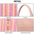LH2009 - Miss Lulu Leather Look Woven Design Tote Bag - Pink
