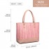 LH2009 - Miss Lulu Leather Look Woven Design Tote Bag - Pink