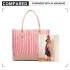 LH2009 - Miss Lulu Leather Look Woven Design Tote Bag - Pink