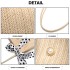 LH2010 - Miss Lulu Gewebtes Stroh Design Schultertasche mit Tupfenschal - Beige