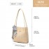 LH2010 - Miss Lulu Gewebtes Stroh Design Schultertasche mit Tupfenschal - Beige
