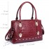 LH6642 - Miss Lulu Patent Crocodile Effect Shoulder Bag Red