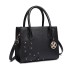 LH6809 - Miss Lulu Embellished Flower Leather Look Handbag - Black LH6809 - Miss Lulu Embellished Flower Leather Look Handbag - Black