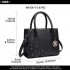 LH6809 - Miss Lulu Embellished Flower Leather Look Handbag - Black LH6809 - Miss Lulu Embellished Flower Leather Look Handbag - Black