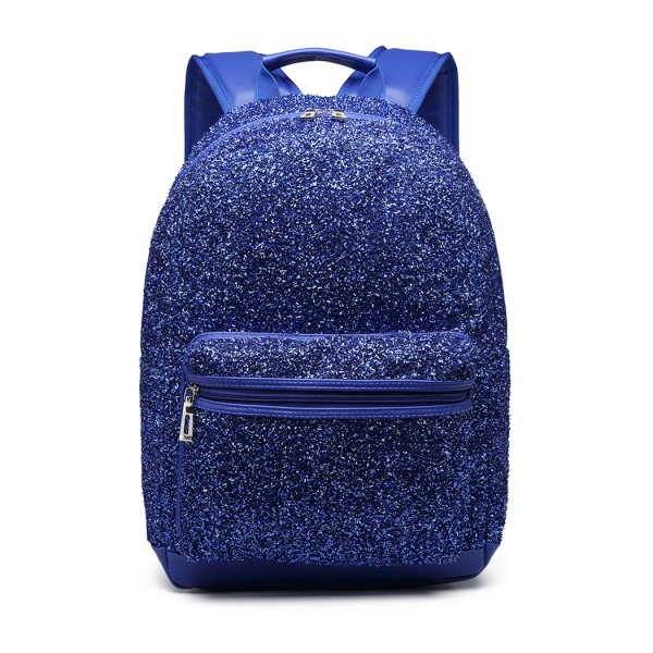 LH6842-MISS LULU GLITTER FASHION BACKPACK FRONT POCKET  RUCKSACK BLUE