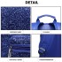 LH6842-MISS LULU GLITTER FASHION BACKPACK FRONT POCKET  RUCKSACK BLUE