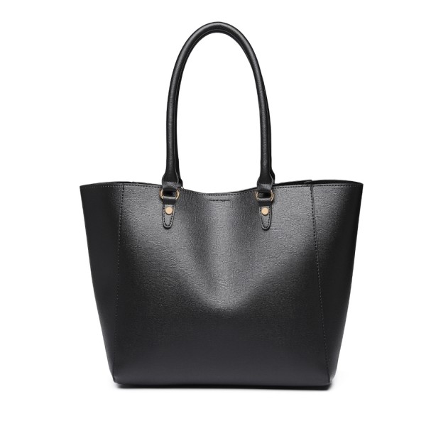 LH6895 - Miss Lulu Textured Leather Look 2 Piece Tote and Shoulder Bag Set - Black