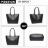LH6895 - Miss Lulu Textured Leather Look 2 Piece Tote and Shoulder Bag Set - Black