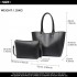 LH6895 - Miss Lulu Textured Leather Look 2 Piece Tote and Shoulder Bag Set - Black