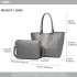 LH6895 - Miss Lulu Textured Leather Look 2 Piece Tote and Shoulder Bag Set - Grey