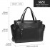 LH6910 - Miss Lulu Leder Aussehen Klassisch Handtasche - Schwarz