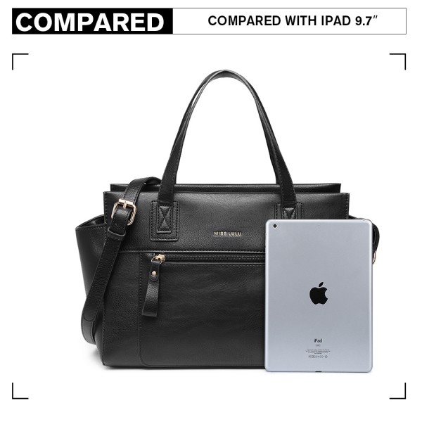 LH6910 - Miss Lulu Leder Aussehen Klassisch Handtasche - Schwarz
