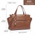 LH6910 - Miss Lulu Leather Look Classic Handbag - Brown